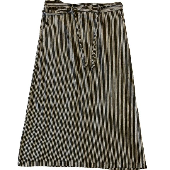 The Main Street Exchange Sz XXL Maxi Skirt Grey Pinstripe Comfort Waist Pockets - Picture 1 of 8